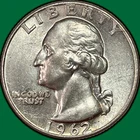 1962 Washington Quarter Silver Almost Uncirculated AU Coin, Light Scratch #38273