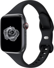 Silicone Strap Compatible with Apple Watch 38mm 40mm 41mm 44mm Black