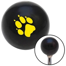 Yellow Paw Print Black Shift Knob w/ M16x1.5 Insert Shifter Auto Manual Custom