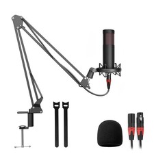 Podcast Studio 48V Condenser Microphone, Plug and Play with Microphone arm, S...