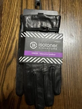 Isotoner Women’s Signature Dress Genuine Leather Gloves Size 7.5  Black.NWT