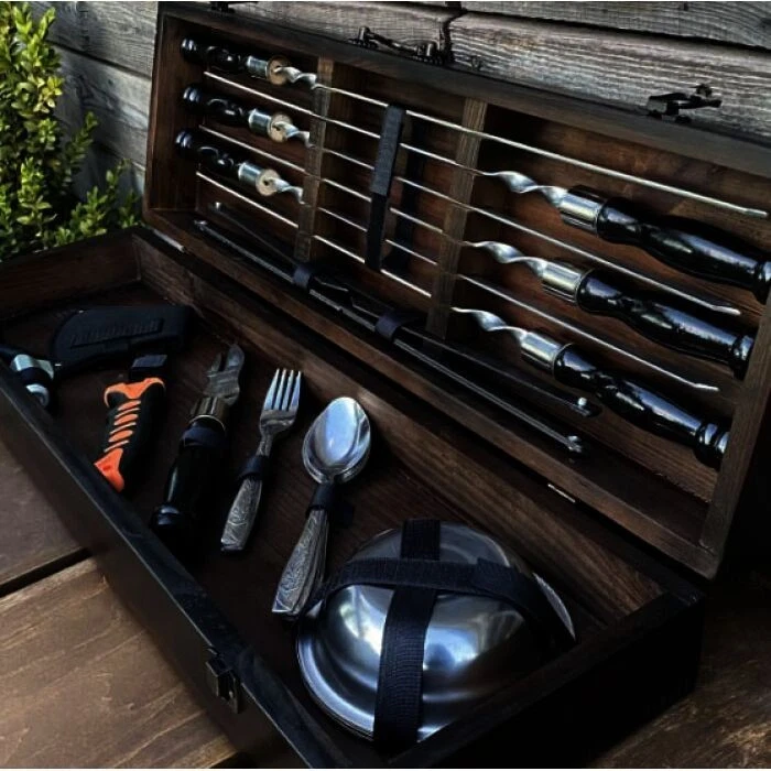Hetman Premium BBQ Skewers Gift Set in Luxury Wooden Case