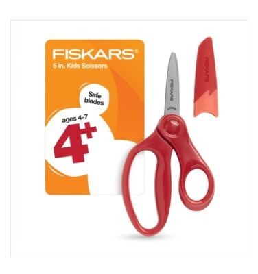 Fiskars Kids Scissors 5'' w/2'' Blade Red Pointed or Turquoise Blunt [B9]