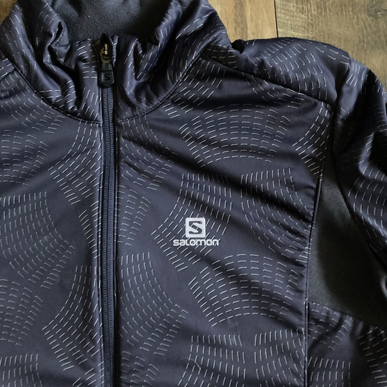 Giacca da corsa Salomon donna taglia S viola scuro stampa vento agile calda full zip