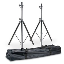 ADJ Two universal ACCU STAND speaker stands in a carry bag.