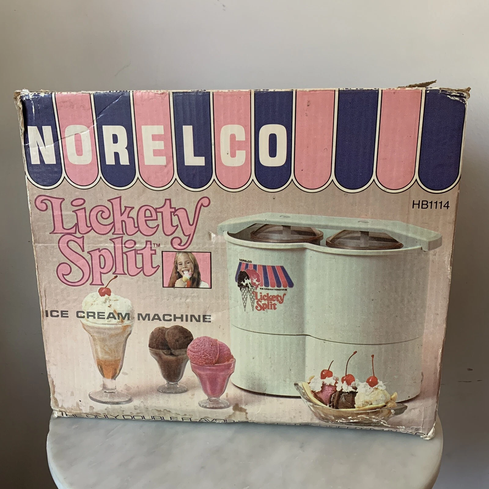 NORELCO Lickety Split Vintage Ice Cream Machine 1978 Damaged Box Tested