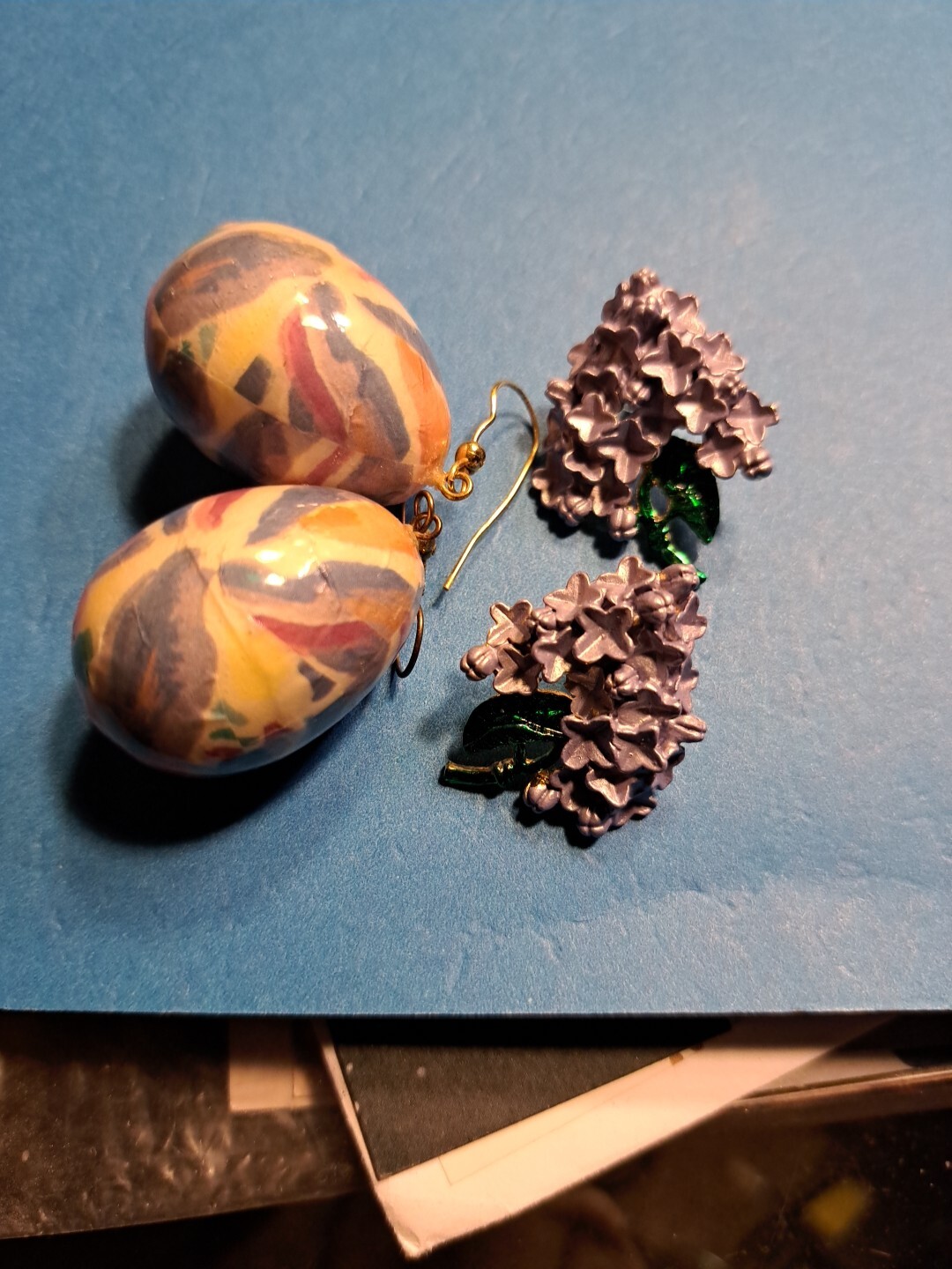Flower And Egg Earrings Dangle Stud - image 3