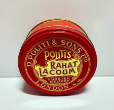 Vintage D. POLITI & Sons Ltd. Turkish Delight Tin LONDON Red 