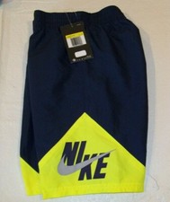 NEW NIKE Small 8 or 9 blue swim trunks shorts boys elastic waist drawstring