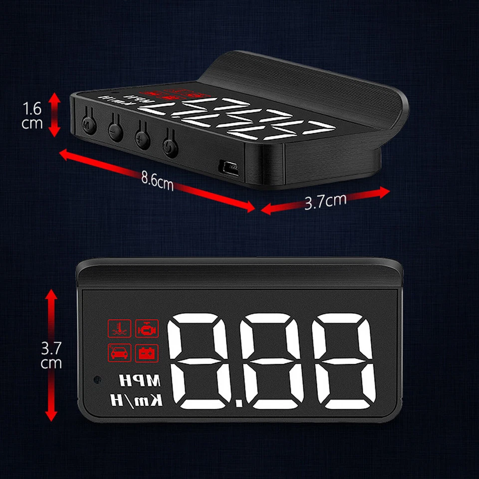 Car Glass HUD Digital Speedometer Projector Head Up Display OBD2 Overspeed Alarm - Image 3 of 4