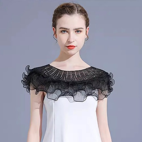 Women Layered Ruffles Lace Bolero Prom Wedding Dress Shawl Shrug Wrap Cover Up - Picture 9 of 19