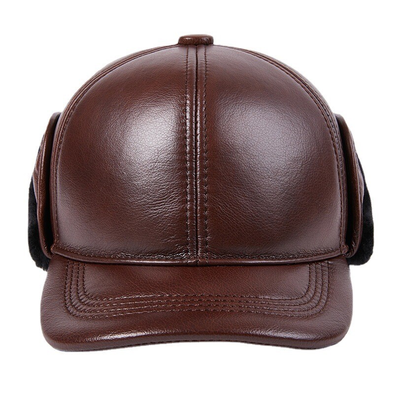 Herren Basecap Echt Leder Schildmütze Mützen Kappe Baseball Cap Schwarz