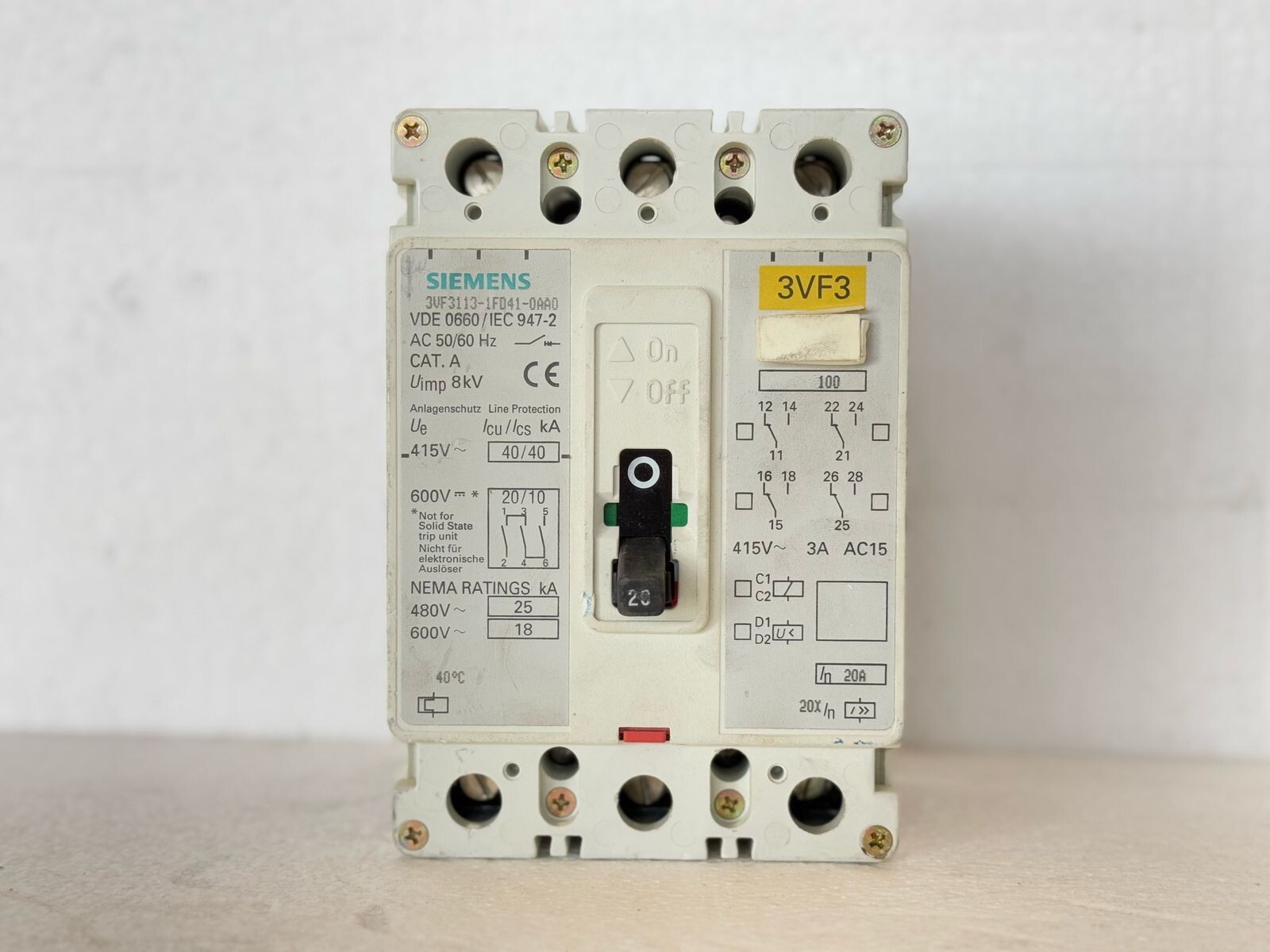 Siemens Circuit Breaker 3 Pole 3VF3 3VF3113-1FD41-0AA0