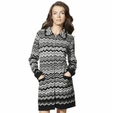 Missoni For Target Knit Long Sweater Coat W/ Pockets - Black & White Chevron Xs