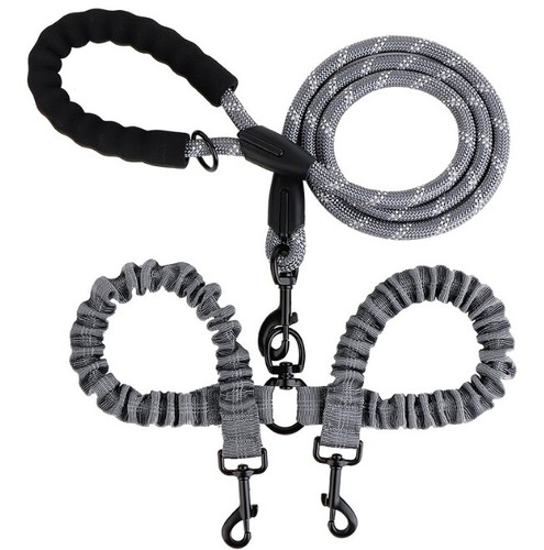Double Ended Dog Leash Dual Lead Walk 2 Dogs Coupler No Tangle Adjustable Nylon - Picture 19 of 26
