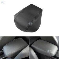 ALL BLACK Leather Center Armrest Console Lid Box Cover Skin For Ford Focus 15-18