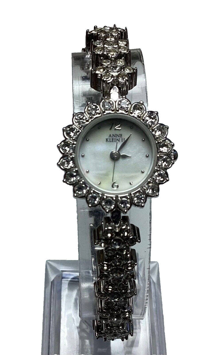 Anne Klein II Womens Watch Gemstone Floral Band Round MOP 