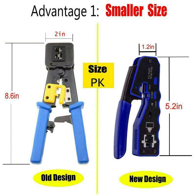 Brileine RJ45 Pass-Through Crimping Tool Kit – Ethernet Crimper, Cable Tester, 50 CAT6 Connectors, 50 Boots, Stripper, For Cat5/Cat5e/Cat6