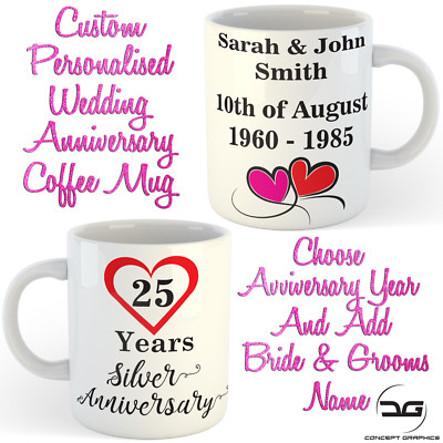 Individuell personalisiert Braut & Bräutigam Name Hochzeitstag Kaffeebecher Tasse Geschenk