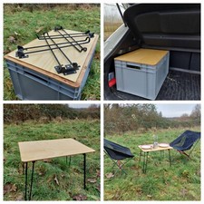 Campingtisch aus Holz Klapptisch faltbar Deckel Eurobox