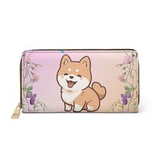 Shiba Inu Floral Zipper Wallet