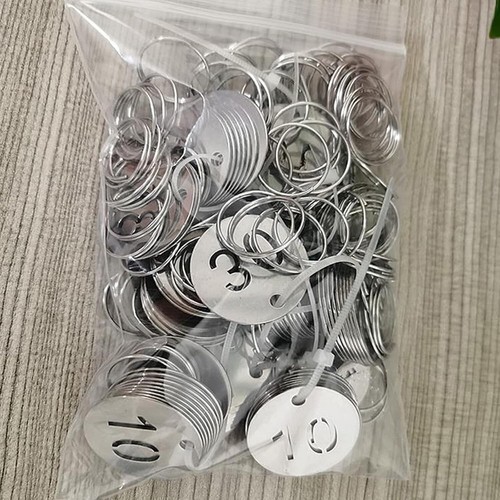 Etichette numerate in acciaio inox targhette chiave rotonde in metallo targhette identificative con anelli 1-30 - Foto 6 di 6