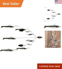 Bass Lure Umbrella Rig - Fully Rigged with Swim Baits and Jig Heads - Shad Color