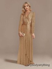 Luxury Long Sleeve V-neck Evening Dress Party Women's Sequins Dress Colors