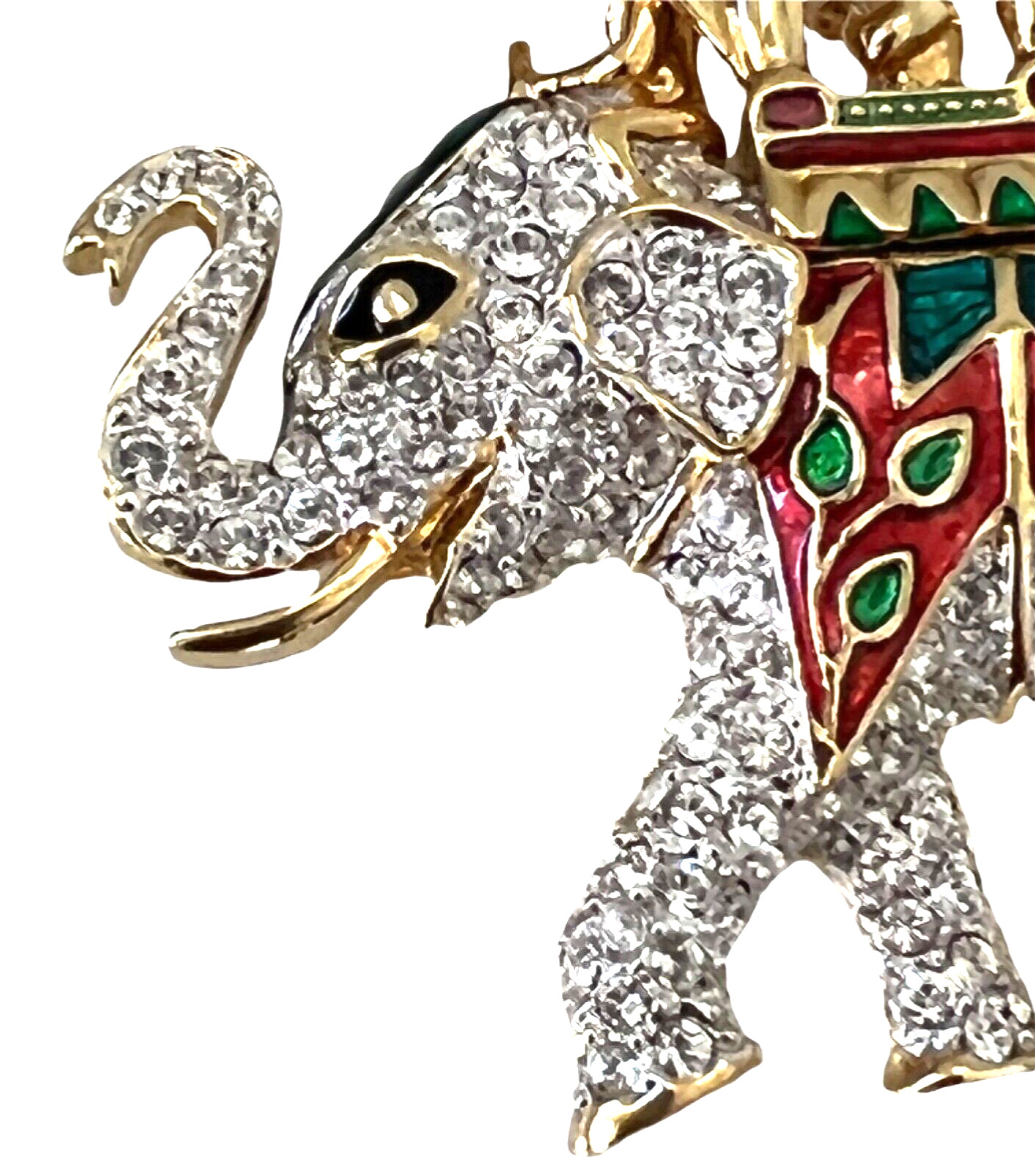 Kenneth Jay Lane KJL Brooch Pin PAVE Jaipur Eleph… - image 7