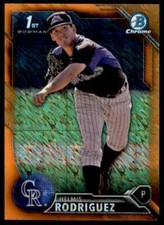 2016 Bowman Chrome Orange Shimmer Refractor Helmis Rodriguez Rockies #BCP195