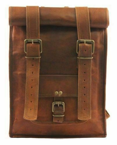 Echt Leder Rucksack Rucksack Kurier Laptop Schulranzen Vintage Tasche - Bild 2 von 5