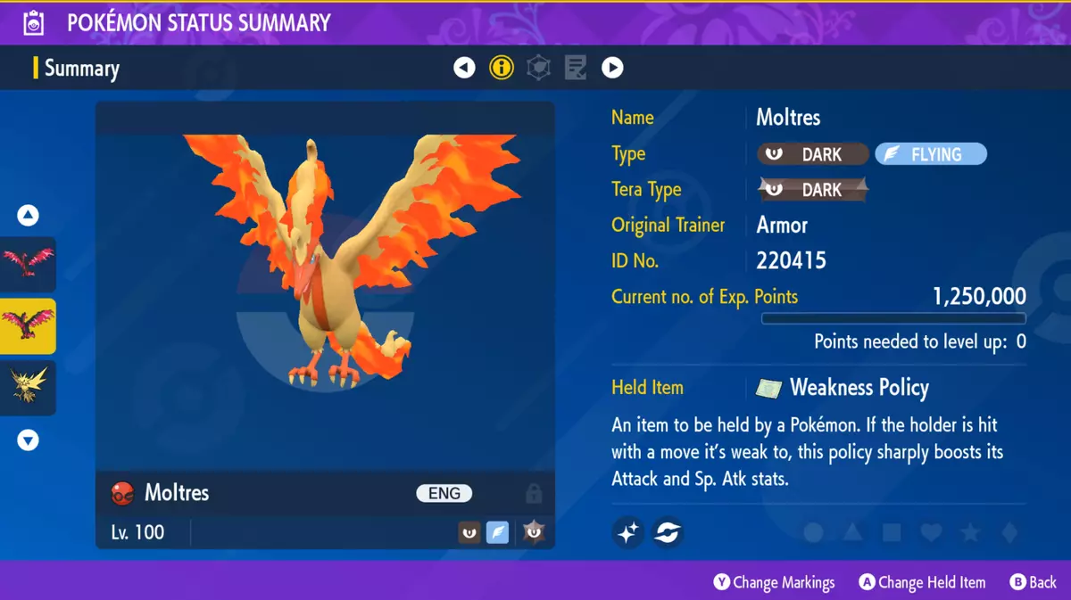 Pokemon Scarlet and Violet Moltres