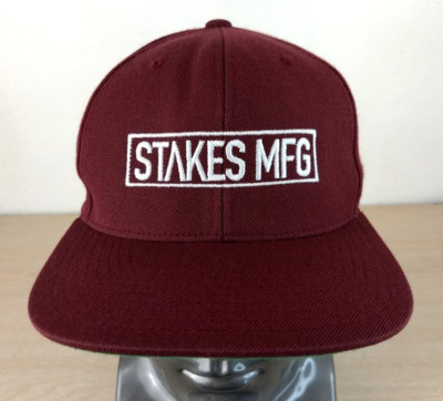 STAKES MFG ADJUSTABLE SNAPBACK BASEBALL HAT/CAP, MAROON, OUTDOOR/SPORTS