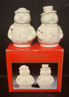 Formalities by Baum Bros. ~ 4'' Ivory Snowmen Salt & Pepper Shakers (J)