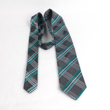 George Men's Tie Teal Gray White Plaid Design Polyester