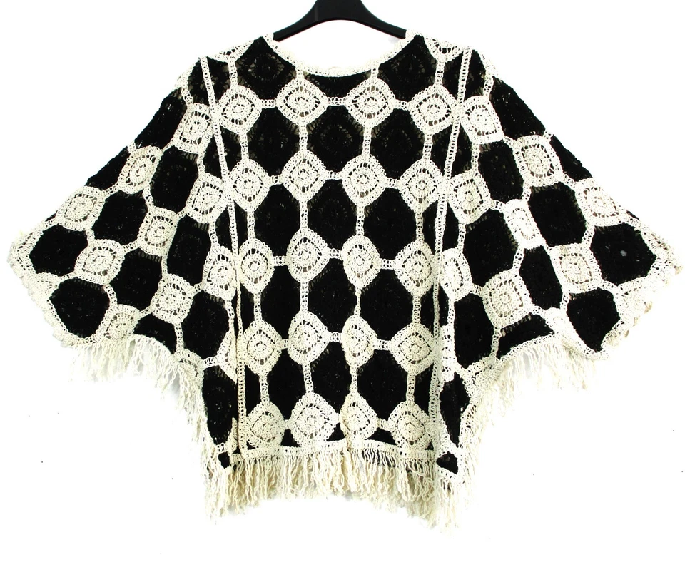 Lagenlook Donne Nero E Beige Kaftan All'Unico Taglia: Regolare - Immagine 2 di 4