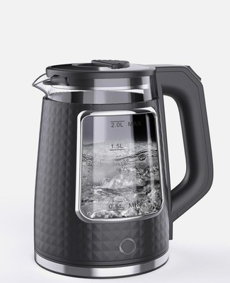 2.0L Stainless Steel Electric Kettle 1000W, Auto Shut-Off, Cordless Design