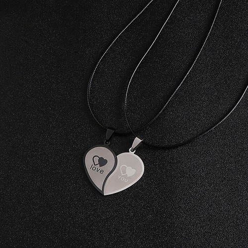 Couples Jewelry Heart Necklaces Couple Necklace Stainless Steel Engraved - Picture 10 of 12