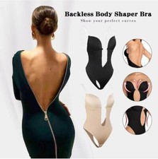 Seamless Body Shaping Bodysuit Invisible Strap Bra Push Up Backless Bra