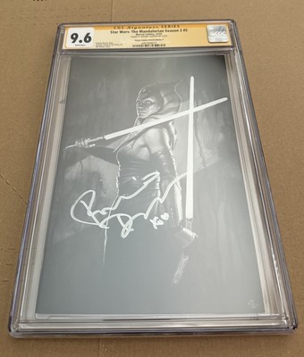 STAR WARS THE MANDALORIAN SEASON 2 #5 VIRGIN B/W CGC 9.6 SIGNED ROSARIO DAWSON