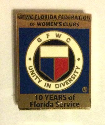 NEW GFWC General Federation of Women's Clubs Florida 10 Year Service Member Pin