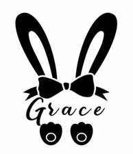 Personalised Easter Bunny Vinyl Sticker Label Easter Egg Basket Hunt 2 Sizes