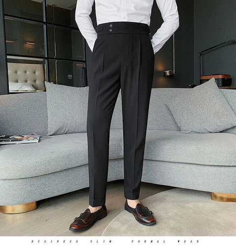 Fashion Trousers Men's Business High Waist Straight Pants Business Casual Formal - Bild 12 von 21