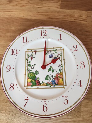 Rare Find Villeroy and Boch Plate Wall Clock Vintage Porcelain
