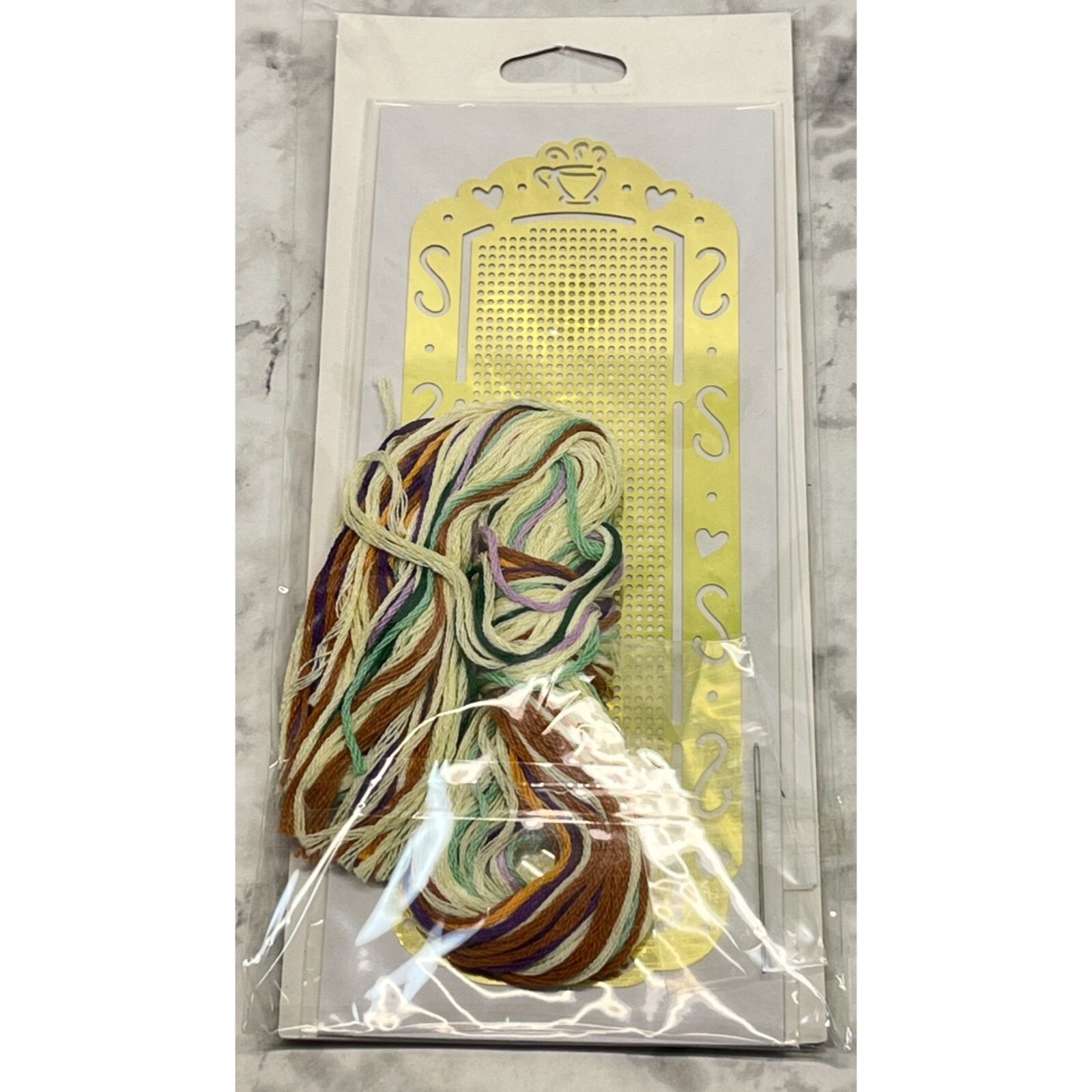 Bucilla Cross Stitch Brass Stitchables Bookmark Kit Violet Flower