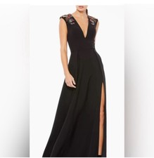 Max Duggal Style 26540 BEADED CAP SLEEVE V NECK A LINE GOWN Sz 14