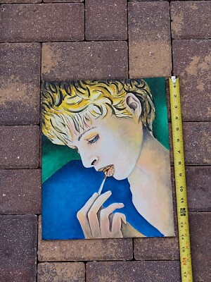 Original Painting On Board By Jan Vasa 1997 ''Lipstick Touch Up'' OOAK 11x14