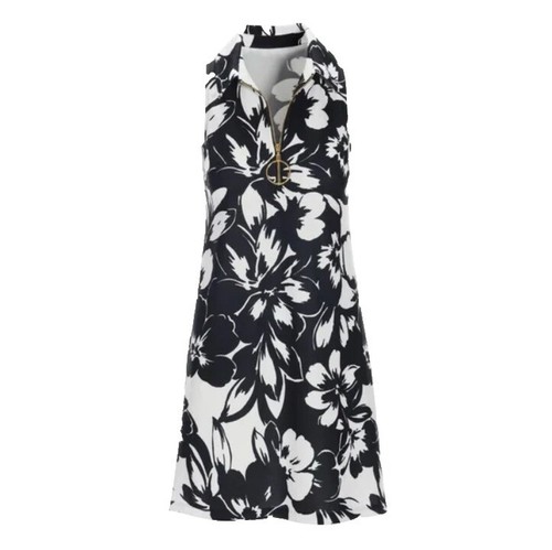 black dress for winter wedding guest Halter Fit and Flare Poplin Dress - Black