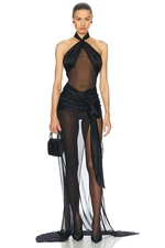 Mirror Palais Bow Wrap Dress in Noir Black Party Cocktail S NWOT $995