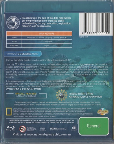 Sea Monsters 3D 2D - National Geo A Prehistoric Adventure (Blu-ray) Region B - Foto 2 di 2